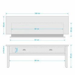 Maison Belfort Couchtisch Rivery - Kiefer massiv - Weiß -WOHNZIMMERMÖBEL Verkäufe 1000187566 210330 15391200001 SKETCH DETAILS P000000001000187566 sketch