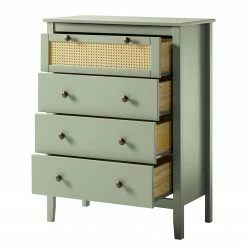 Maison Belfort Kommode Belleria II - Kiefer massiv / Wiener Geflecht - Hellolivgrün -WOHNZIMMERMÖBEL Verkäufe 1000187570 200205 11113200038 DETAILS P000000001000187570