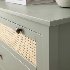 Maison Belfort Kommode Belleria II - Kiefer massiv / Wiener Geflecht - Hellolivgrün -WOHNZIMMERMÖBEL Verkäufe 1000187570 200505 06384200003 DETAILS P000000001000187570