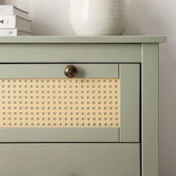 Maison Belfort Kommode Belleria II - Kiefer massiv / Wiener Geflecht - Hellolivgrün -WOHNZIMMERMÖBEL Verkäufe 1000187570 200505 06384300004 DETAILS P000000001000187570