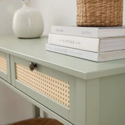 Maison Belfort Konsole/Schminktisch Belleria - Kiefer massiv / Wiener Geflecht - Hellolivgrün -WOHNZIMMERMÖBEL Verkäufe 1000187593 200430 12443700015 DETAILS P000000001000187593