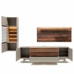 GWINNER Wohnkombination Misano I (3-teilig) - Saharagrau / Balkeneiche - Mit Beleuchtung -WOHNZIMMERMÖBEL Verkäufe 1000188654 190926 16594000038 DETAILS P000000001000188654