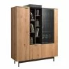GWINNER Highboard Style - Echtholzfurnier / Metall - Eiche / Anthrazit