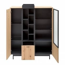 GWINNER Highboard Style - Echtholzfurnier / Metall - Eiche / Anthrazit -WOHNZIMMERMÖBEL Verkäufe 1000188719 190926 06084200019 DETAILS P000000001000188719