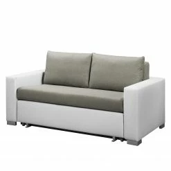 Fredriks Schlafsofa Latina XXI - Kunstleder / Flachgewebe - Weiß / Grau - Breite: 150 cm