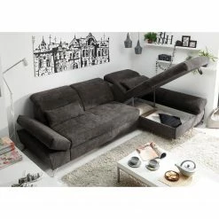 Fredriks Ecksofa Easton - Microfaser - Microfaser Ranu: Steingrau - Longchair davorstehend rechts -WOHNZIMMERMÖBEL Verkäufe 1000189348 191031 16390200656 MOOD DETAILS P000000001000189348 mood