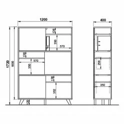 Germania Aktenschrank Svene - Weiß / Eiche Sonoma Dekor -WOHNZIMMERMÖBEL Verkäufe 1000189543 191022 12045900157 SKETCH DETAILS P000000001000189543 sketch