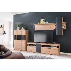 Naturoo Wohnwand Callington III (3-teilig) - Balkeneiche Dekor / Anthrazit