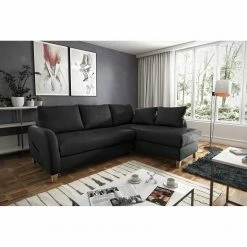Loftscape Ecksofa Monserrat - Echtleder / Kunstleder - Schwarz - Longchair davorstehend rechts - Schlaffunktion -WOHNZIMMERMÖBEL Verkäufe 1000189575 191016 15025600159 MOOD DETAILS P000000001000189575 mood