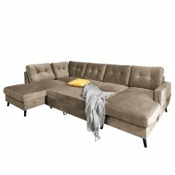 Mørteens Wohnlandschaft Sola II - Samt - Beige - Longchair davorstehend rechts / Ottomane links - Schlaffunktion - Bettkasten -WOHNZIMMERMÖBEL Verkäufe 1000189767 191025 11325200390 DETAILS P000000001000189767