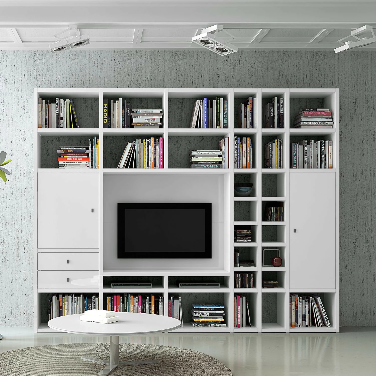 Loftscape Wohnwand Emporior II - Cremeweiß 1 Loftscape Wohnwand Emporior II - Cremeweiß