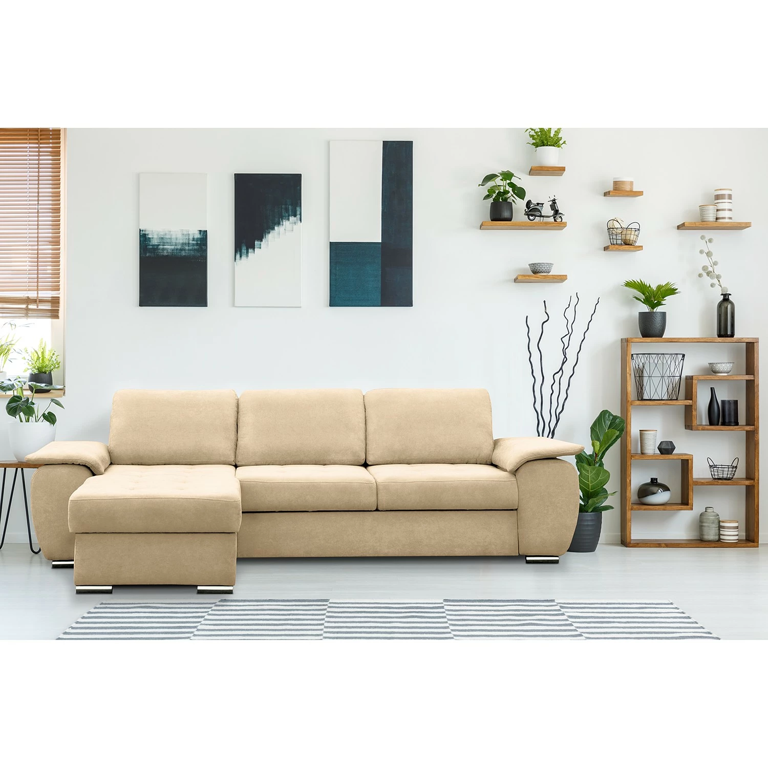 Fredriks Ecksofa Labate - Webstoff - Beige - Longchair davorstehend links 2 Fredriks Ecksofa Labate - Webstoff - Beige - Longchair davorstehend links – Bild 2