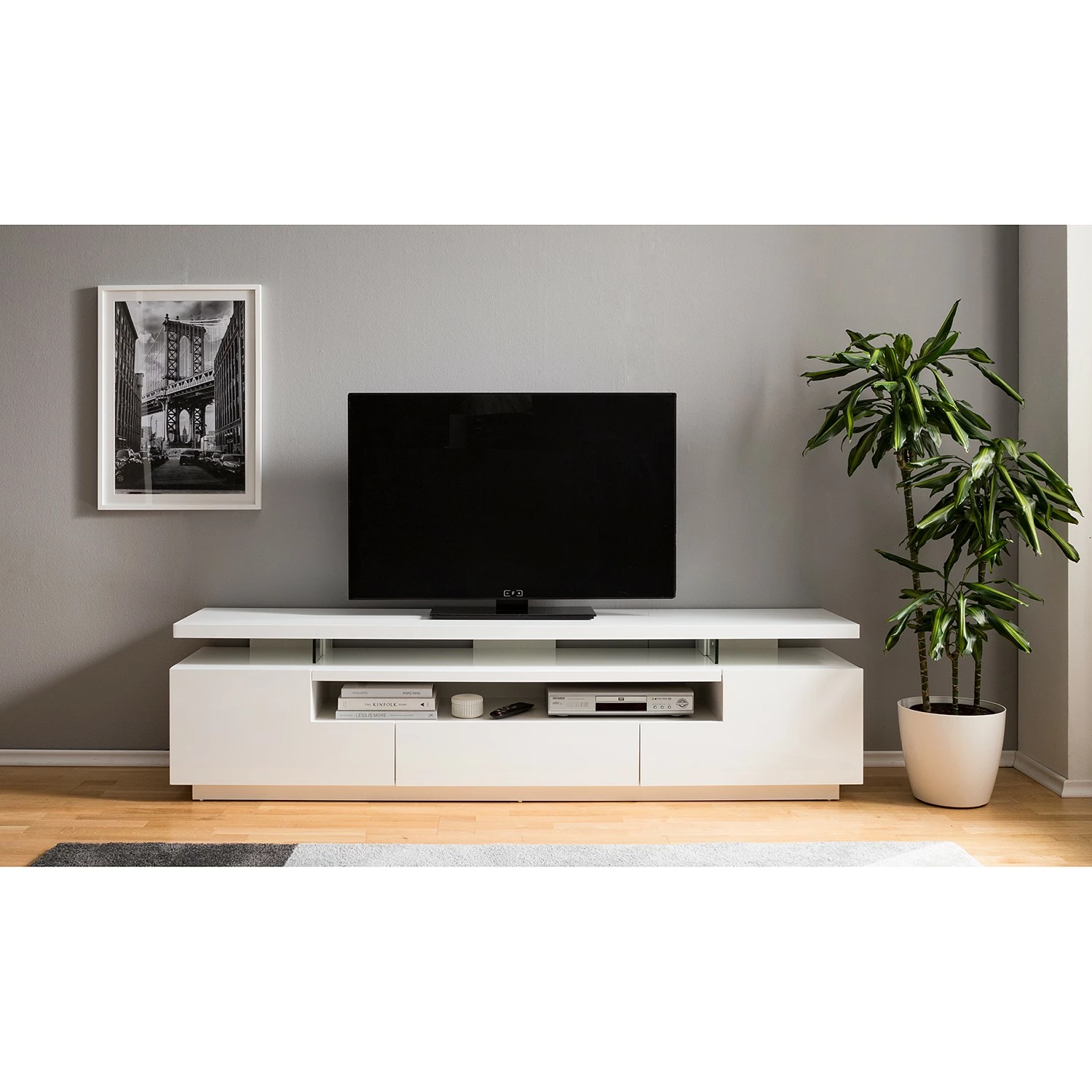Loftscape TV-Lowboard Lisby - Inkl. Beleuchtung - Hochglanz Weiß 2 Loftscape TV-Lowboard Lisby - Inkl. Beleuchtung - Hochglanz Weiß – Bild 2