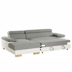 Loftscape Ecksofa Sully - Kunstleder / Webstoff - Weiß / Hellgrau - Longchair davorstehend links -WOHNZIMMERMÖBEL Verkäufe 1000192268 191128 11115401229 DETAILS P000000001000192268