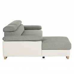 Loftscape Ecksofa Sully - Kunstleder / Webstoff - Weiß / Hellgrau - Longchair davorstehend links -WOHNZIMMERMÖBEL Verkäufe 1000192268 191128 11115401231 DETAILS P000000001000192268