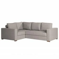 Loftscape Ecksofa Woodway II - Webstoff - Grau - Ottomane davorstehend links - Tablett
