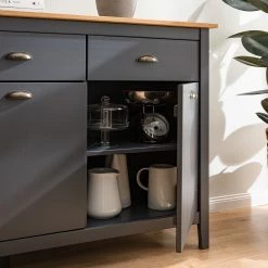 Maison Belfort Sideboard Rivery - Kiefer massiv - Anthrazit -WOHNZIMMERMÖBEL Verkäufe 1000193132 200302 15340800007 DETAILS P000000001000193132