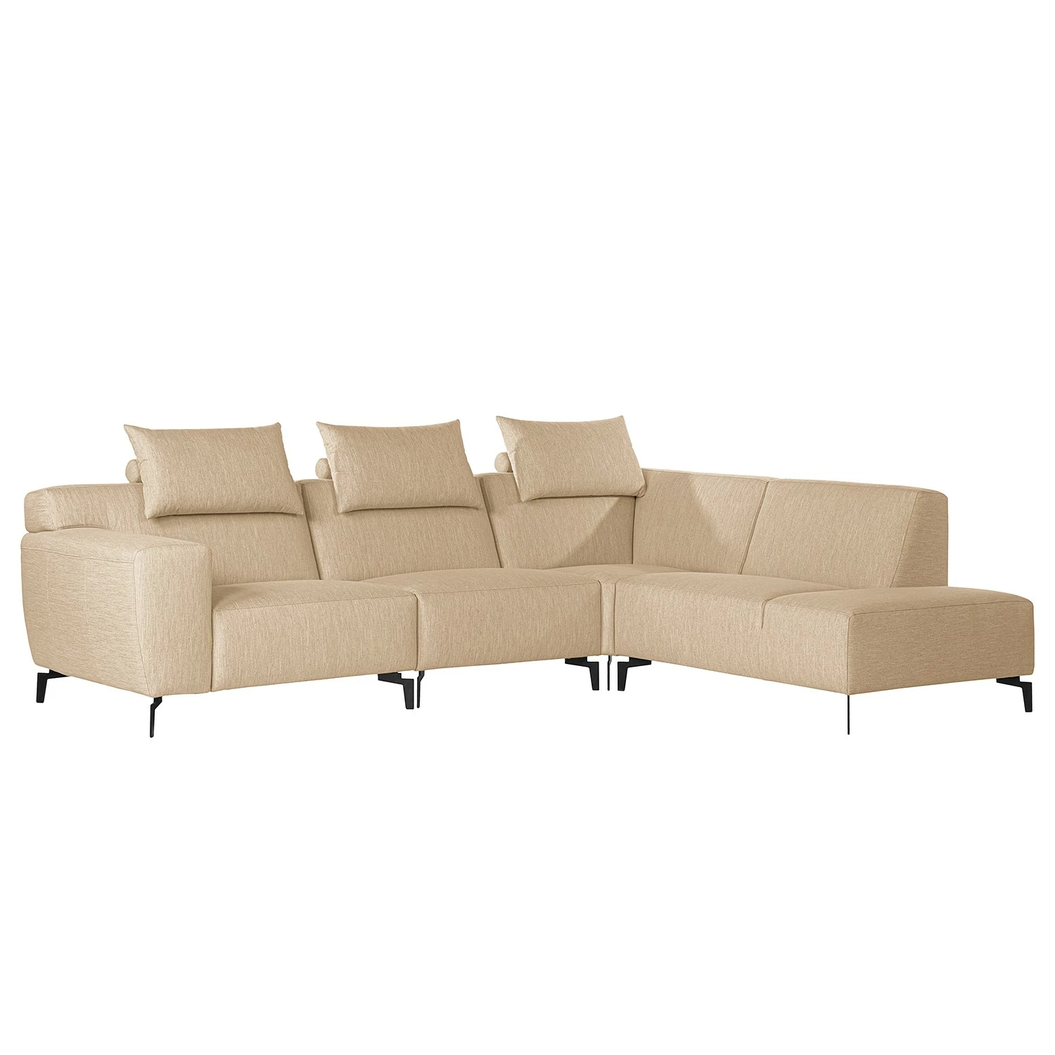 Loftscape Ecksofa Manot II - Webstoff - Beige - Ottomane davorstehend rechts - Sitztiefenverstellung 1 Loftscape Ecksofa Manot II - Webstoff - Beige - Ottomane davorstehend rechts - Sitztiefenverstellung