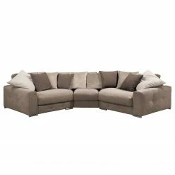 Maison Belfort Ecksofa Tahko - Microfaser / Webstoff / Samt - Braun / Beige
