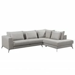 Fredriks Ecksofa Ranua - Webstoff - Lichtgrau - Ottomane davorstehend rechts