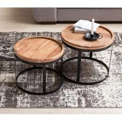 Naturoo Beistelltisch Palos I (2er-Set) - Akazie massiv / Metall - Akazie / Schwarz -WOHNZIMMERMÖBEL Verkäufe 1000194221 200108 10051100122 MOOD DETAILS P000000001000194221 mood