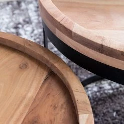 Naturoo Beistelltisch Palos I (2er-Set) - Akazie massiv / Metall - Akazie / Schwarz -WOHNZIMMERMÖBEL Verkäufe 1000194221 200108 10051100123 DETAILS P000000001000194221