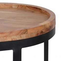 Naturoo Beistelltisch Palos I (2er-Set) - Akazie massiv / Metall - Akazie / Schwarz -WOHNZIMMERMÖBEL Verkäufe 1000194221 200108 10051200125 DETAILS P000000001000194221