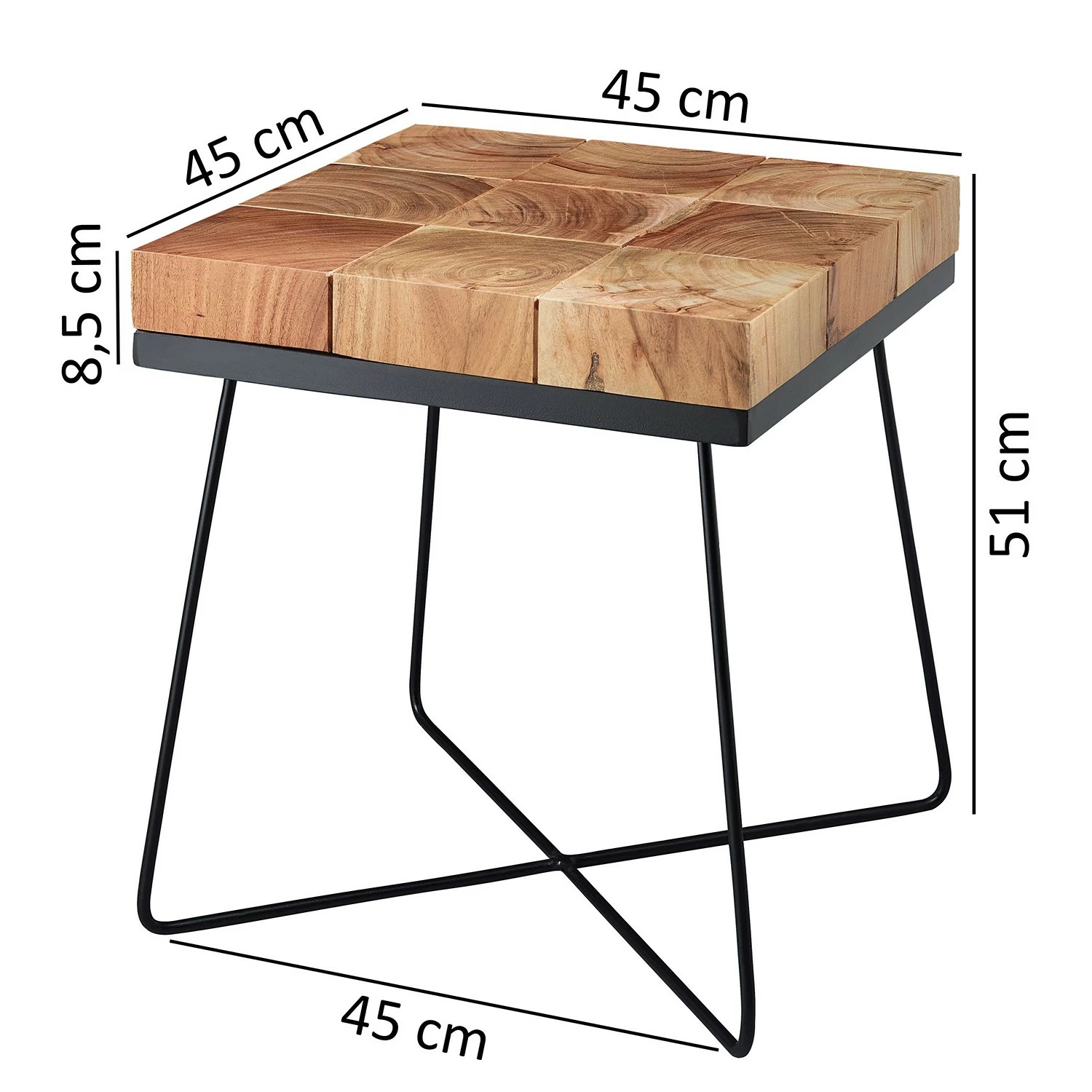 Red Living Beistelltisch Stanchfield - Akazie massiv / Metall - Akazie / Schwarz 5 Red Living Beistelltisch Stanchfield - Akazie massiv / Metall - Akazie / Schwarz – Bild 5