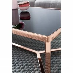 Jack & Alice Couchtisch Southlake - Glas / Metall - Schwarz / Kupfer -WOHNZIMMERMÖBEL Verkäufe 1000194265 200108 10054800390 DETAILS P000000001000194265