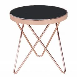 Jack & Alice Beistelltisch Morgan - Glas / Metall - Schwarz / Kupfer