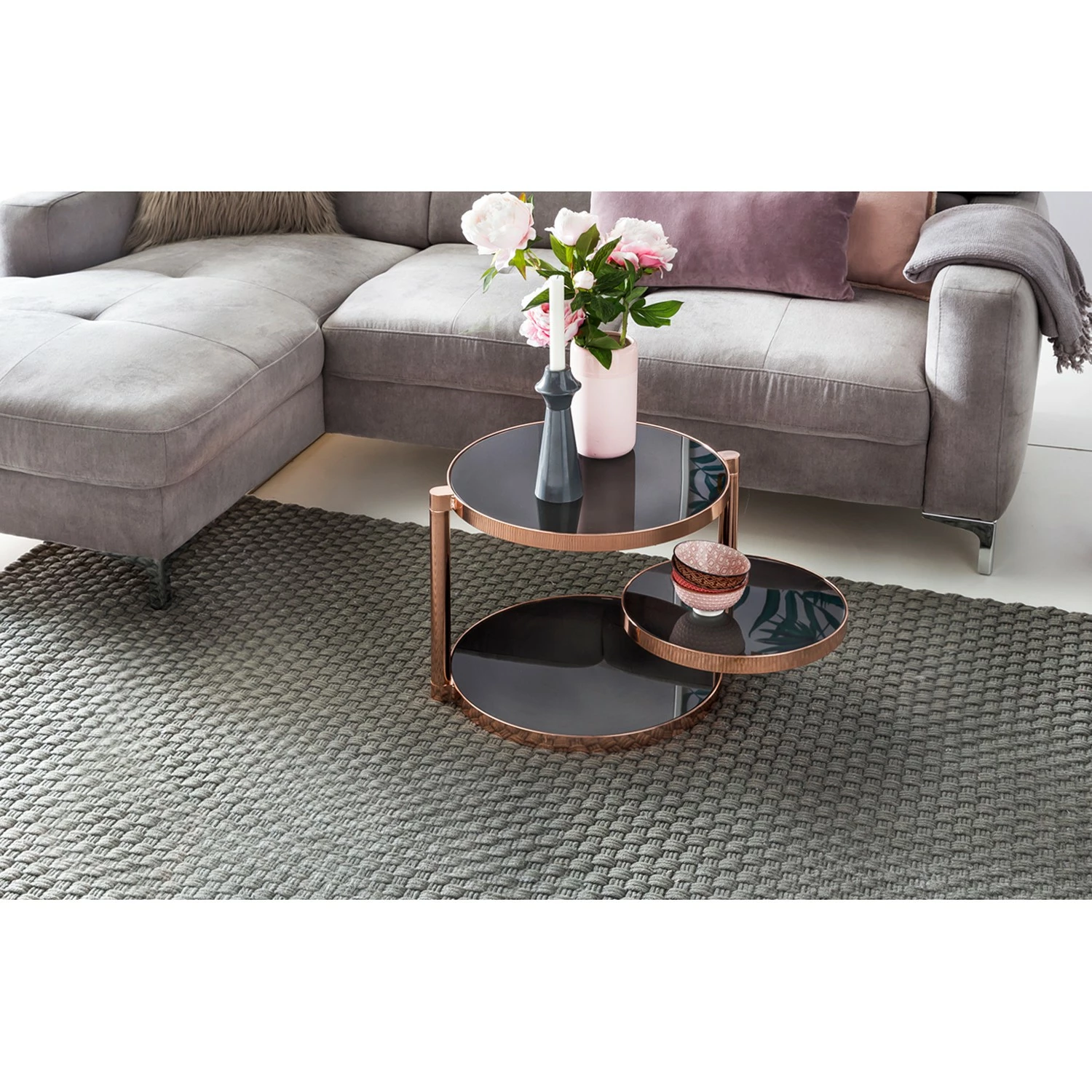 Jack & Alice Beistelltisch Cotopaxi - Glas / Metall - Schwarz / Kupfer 2 Jack & Alice Beistelltisch Cotopaxi - Glas / Metall - Schwarz / Kupfer – Bild 2