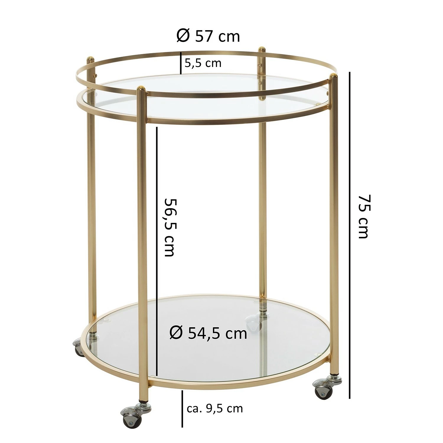 Jack & Alice Servierwagen Achill - Glas / Metall - Gold 7 Jack & Alice Servierwagen Achill - Glas / Metall - Gold – Bild 7