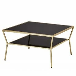 Jack & Alice Couchtisch Ballyboe - Glas / Metall - Schwarz / Gold