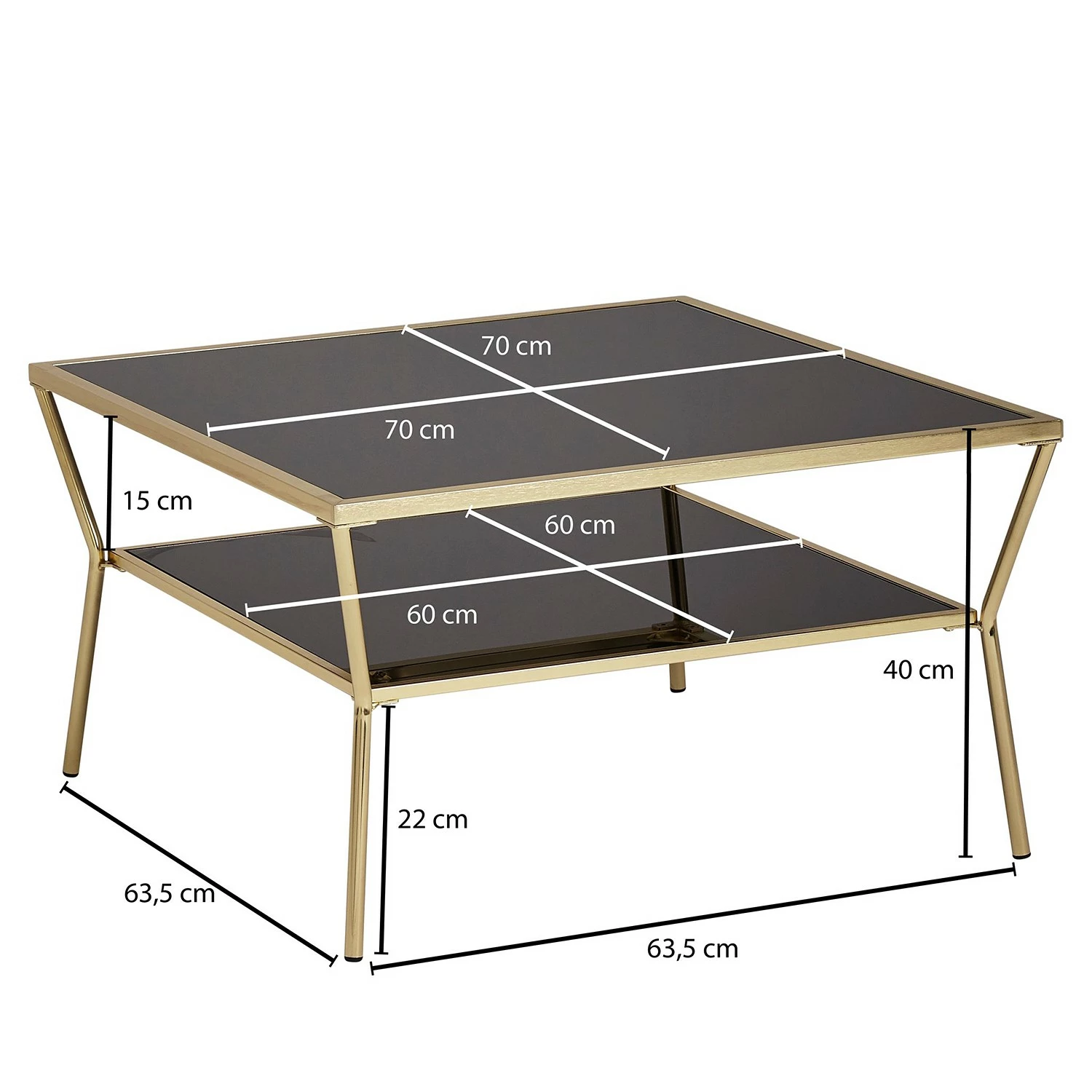 Jack & Alice Couchtisch Ballyboe - Glas / Metall - Schwarz / Gold 5 Jack & Alice Couchtisch Ballyboe - Glas / Metall - Schwarz / Gold – Bild 5