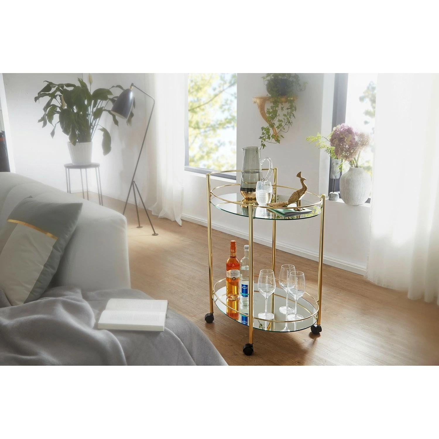 Jack & Alice Servierwagen Gowlan - Glas / Metall - Gold 2 Jack & Alice Servierwagen Gowlan - Glas / Metall - Gold – Bild 2