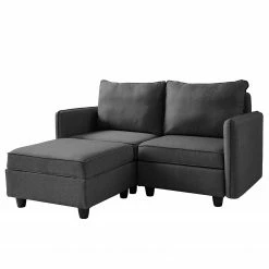 Fredriks Ecksofa Lavara IV - Webstoff - Dunkelgrau