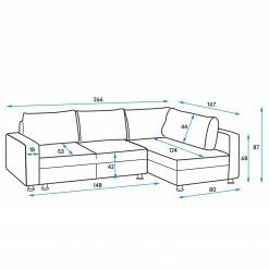 Fredriks Ecksofa Upwell II - Microfaser - Dunkelgrau - Ottomane davorstehend rechts -WOHNZIMMERMÖBEL Verkäufe 1000196281 200224 14474700826 SKETCH DETAILS P000000001000196281 sketch