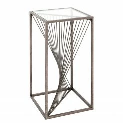 Red Living Beistelltisch Lixhult I - Glas / Stahl - Antiksilber