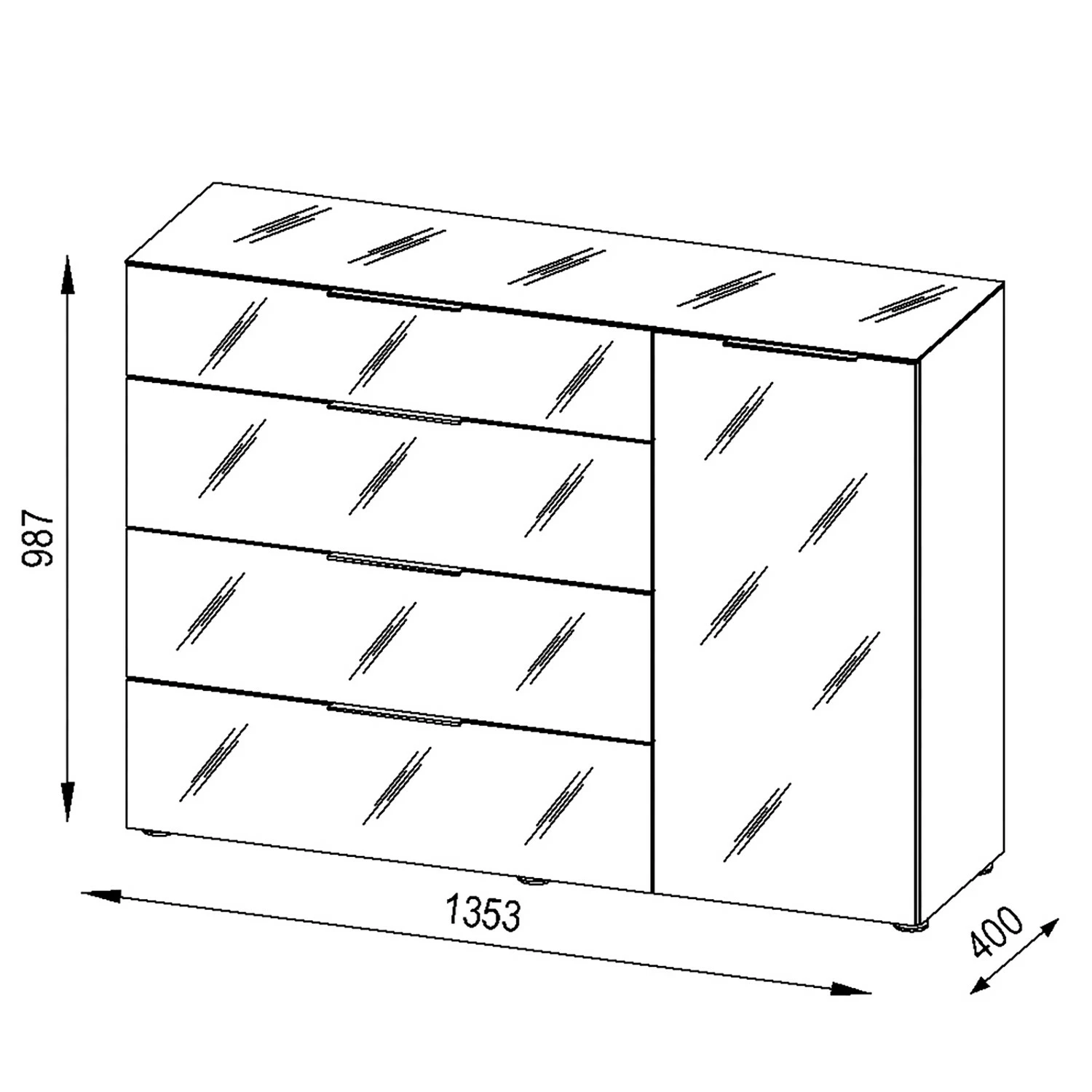 Maja Möbel Kommode Trend III - Glas - Weiß 3 Maja Möbel Kommode Trend III - Glas - Weiß – Bild 3