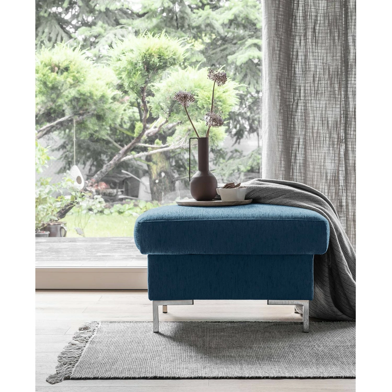 Fredriks Polsterhocker Fiesta I - Strukturstoff - Jeansblau 2 Fredriks Polsterhocker Fiesta I - Strukturstoff - Jeansblau – Bild 2