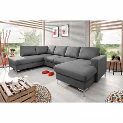 Fredriks Wohnlandschaft Sagata - Webstoff - Grau - Ottomane davorstehend links - Bettkasten - Schlaffunktion für dauerhafte Nutzung -WOHNZIMMERMÖBEL Verkäufe 1000198259 200330 16522900138 MOOD DETAILS P000000001000198259 mood