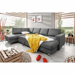 Fredriks Wohnlandschaft Sagata - Webstoff - Grau - Ottomane davorstehend links - Bettkasten - Schlaffunktion für dauerhafte Nutzung -WOHNZIMMERMÖBEL Verkäufe 1000198259 200330 16523400139 MOOD DETAILS P000000001000198259 mood