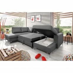 Fredriks Wohnlandschaft Sagata - Webstoff - Grau - Ottomane davorstehend links - Bettkasten - Schlaffunktion für dauerhafte Nutzung -WOHNZIMMERMÖBEL Verkäufe 1000198259 200330 16523700140 MOOD DETAILS P000000001000198259 mood