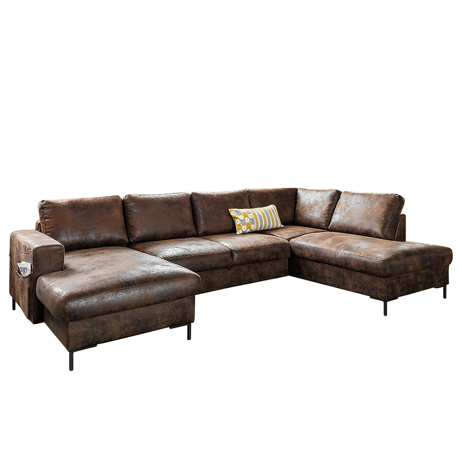 Ars manufacti Wohnlandschaft Sagata - Microfaser - Vintage Braun - Ottomane davorstehend rechts - Bettkasten - Schlaffunktion 1 Ars manufacti Wohnlandschaft Sagata - Microfaser - Vintage Braun - Ottomane davorstehend rechts - Bettkasten - Schlaffunktion