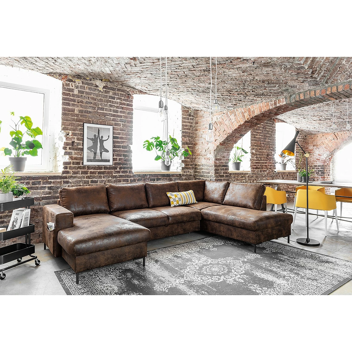 Ars manufacti Wohnlandschaft Sagata - Microfaser - Vintage Braun - Ottomane davorstehend rechts - Bettkasten - Schlaffunktion 2 Ars manufacti Wohnlandschaft Sagata - Microfaser - Vintage Braun - Ottomane davorstehend rechts - Bettkasten - Schlaffunktion – Bild 2