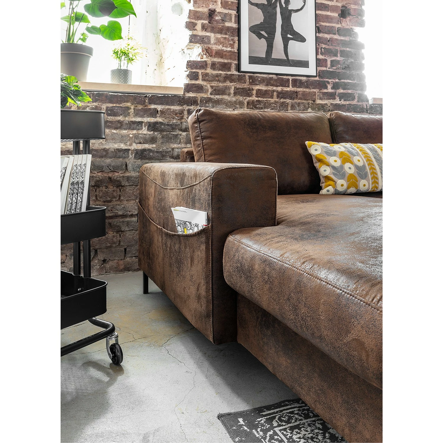 Ars manufacti Wohnlandschaft Sagata - Microfaser - Vintage Braun - Ottomane davorstehend rechts - Bettkasten - Schlaffunktion 7 Ars manufacti Wohnlandschaft Sagata - Microfaser - Vintage Braun - Ottomane davorstehend rechts - Bettkasten - Schlaffunktion – Bild 7