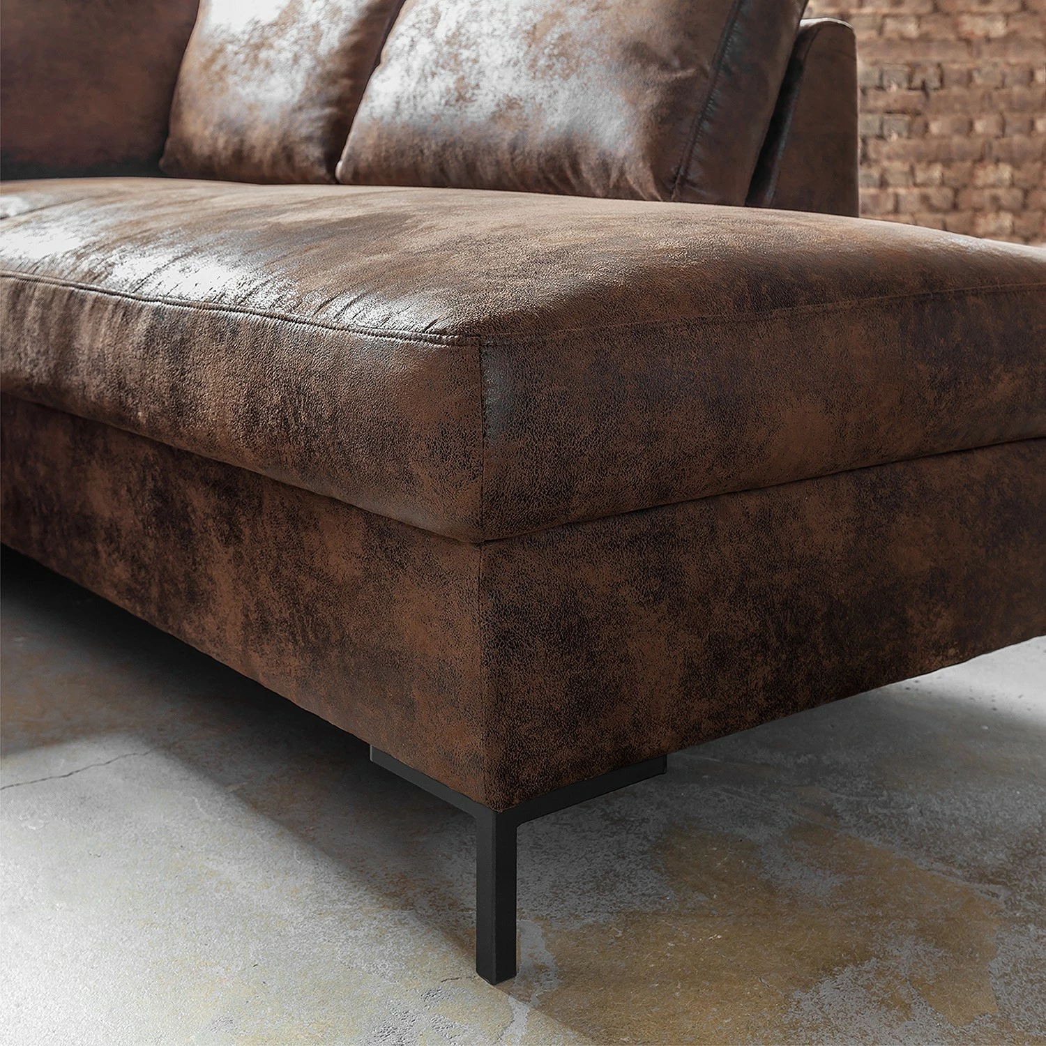 Ars manufacti Wohnlandschaft Sagata - Microfaser - Vintage Braun - Ottomane davorstehend rechts - Bettkasten - Schlaffunktion 9 Ars manufacti Wohnlandschaft Sagata - Microfaser - Vintage Braun - Ottomane davorstehend rechts - Bettkasten - Schlaffunktion – Bild 9