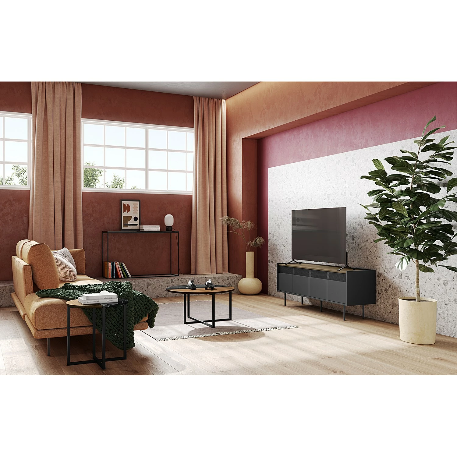 Temahome Beistelltisch Sonata - Marmor / Stahl - Walnuss / Schwarz 2 Temahome Beistelltisch Sonata - Marmor / Stahl - Walnuss / Schwarz – Bild 2