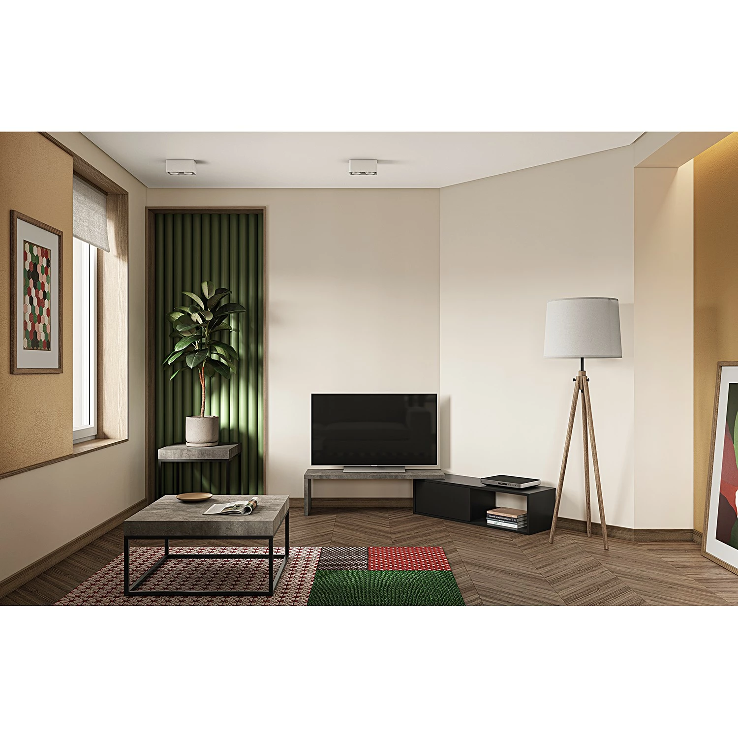 Temahome TV-Lowboard Detroit III - Beton Dekor / Schwarz 2 Temahome TV-Lowboard Detroit III - Beton Dekor / Schwarz – Bild 2