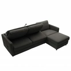 Fredriks Ecksofa Barbon - Flachgewebe - Anthrazit - Breite: 256 cm - Longchair davorstehend rechts -WOHNZIMMERMÖBEL Verkäufe 1000199807 200225 14061700425 DETAILS P000000001000199807